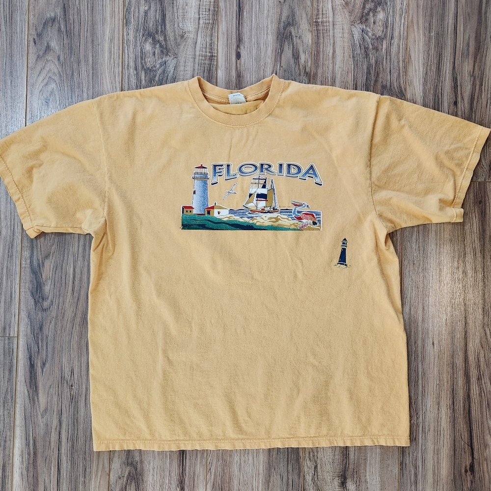 Vintage 90s Florida Travel Destination Tee Butter Yellow